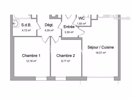 appartement 3 pièces 54.81m² à louer 995.81 - courcouronnes 91080