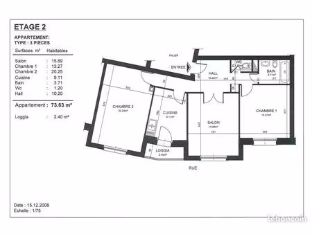 strasbg prox bld marne  part. loue 3 pces