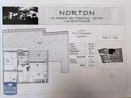 location appartement 2 pièces 44m² la montagne 97417