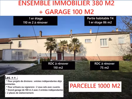 vente immeuble 4 pièces 86m2 beaumont-sur-vesle 51360 - 359000 € - surface privée