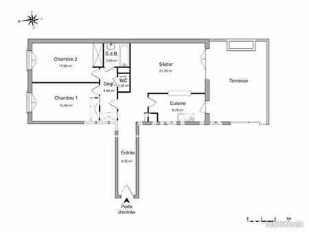 appartement 3 pièces 65.43m² à louer 1001 - evry 91000