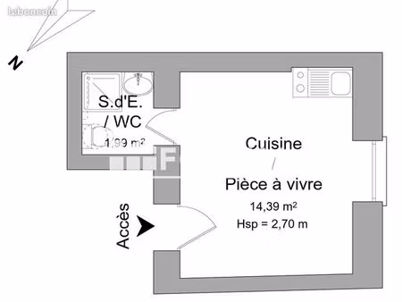 studio 1 pièce 16 m²