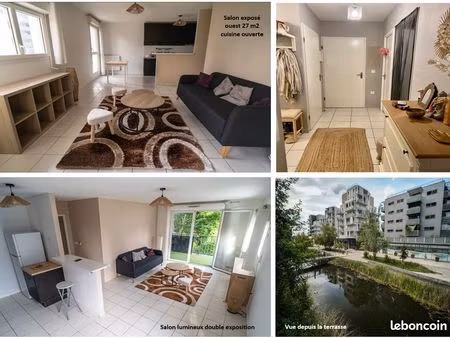 à louer – t3 meublé 61 m² + parking privatisé – bordeaux lac ginko – lumineux  tout confor