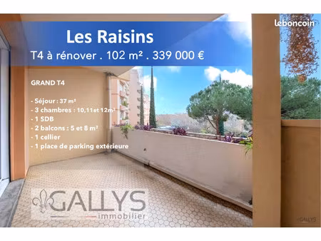 minimes / raisins > t4 à rénover