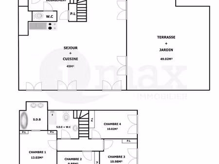 saint-ouen - duplex 5 pieces dernier etage - jardin / terrasse - 1.030.000€ fai