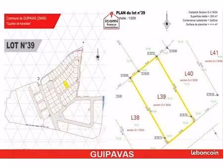 terrain 300 m² guipavas
