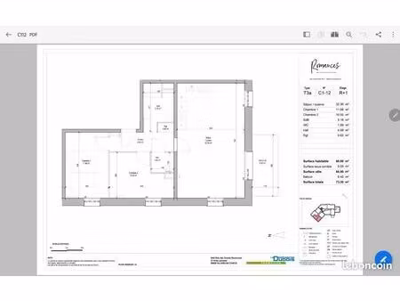 appartement 3 pièces 66 m²