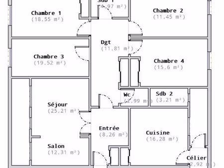 appartement 6 pièces 153 m²