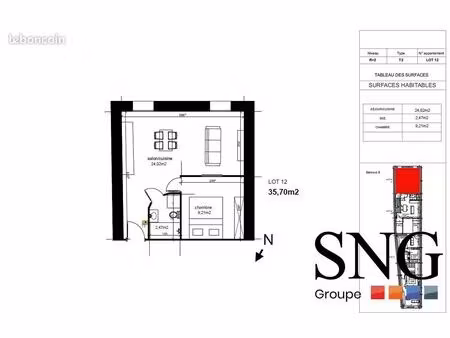 appartement 2 pièces 36 m²