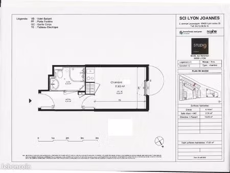 appartement 1 pièce 17 m²