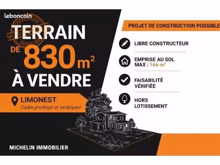 terrain 830 m² limonest