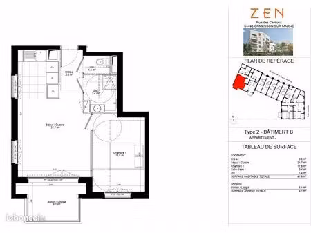 appartement 2 pièces 42 m²