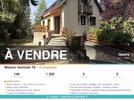 vente maison 6 pièces 140 m² à gasny (27620)  325 000 €