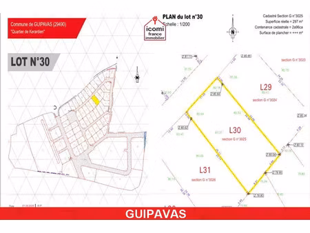 vente terrain 296 m² guipavas (29490)