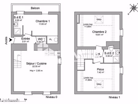 duplex 3 pièces 62 m²