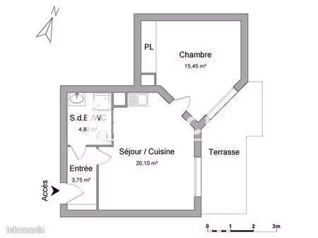 appartement 2 pièces 44 m²