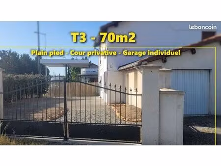t3 - 70m2 - cour privée et garage