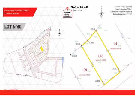 vente terrain 305 m² à guipavas (29490)  90 200 €