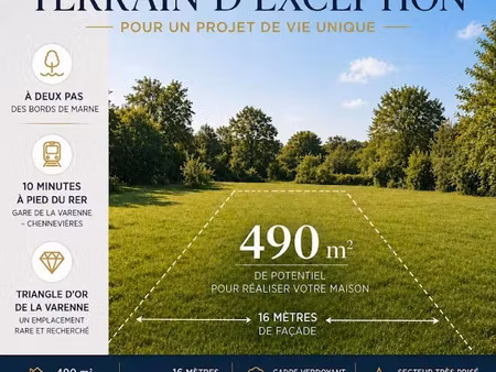vente terrain à la varenne saint hilaire (94210)  830 000 €
