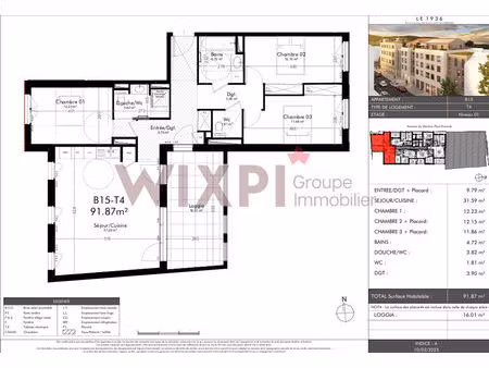 tain-l'hermitage - le 1936 - appartement 4 pièces de 91 87 m²