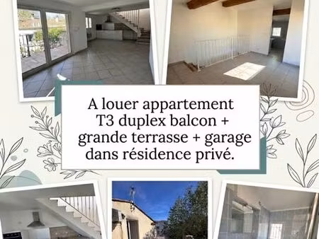 ppartement t3 en duplex 60m² – terrasse 20m² & garage – résidence privée marignane
