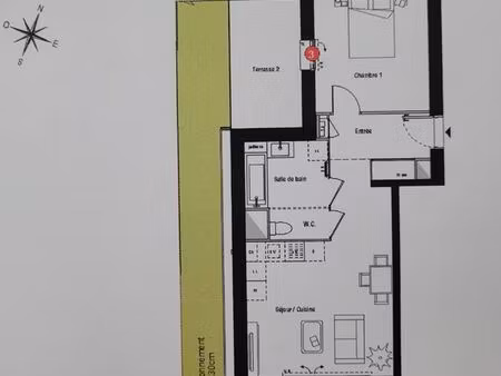 vends appartement t2 rez-de-chaussée de jardin