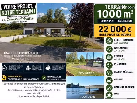 ? terrain constructible 1000 m² – 30 min bourges – vente mairie