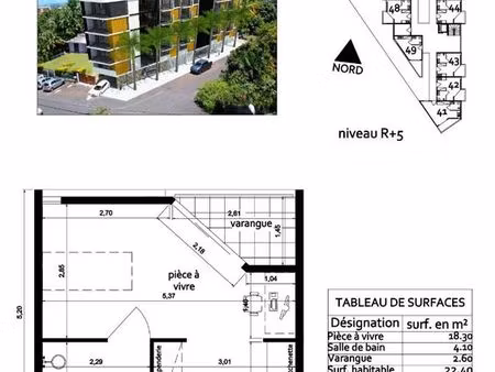 studio 1 pièce 22 m²