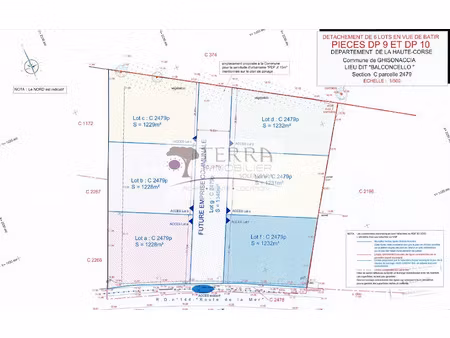 vente terrain 1232 m² à ghisonaccia (20240)  158 840 €