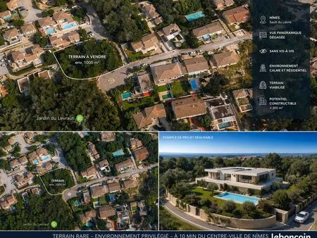 ◊ terrain 1000 m² – vue panoramique – rare – nîmes sault du lièvre