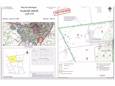 vente terrain à batir 1339 m² à lunel (34400)  279 000 €