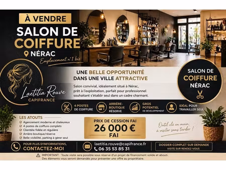 vente locaux professionnels 2 pièces 60 m² à nérac (47600)  26 000 €