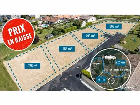 terrain 863 m² langon