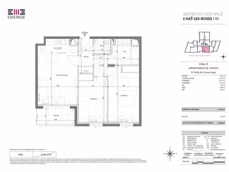 location appartement 3 pièces 62 m² à l'hay-les-roses (94240)  1 370 €