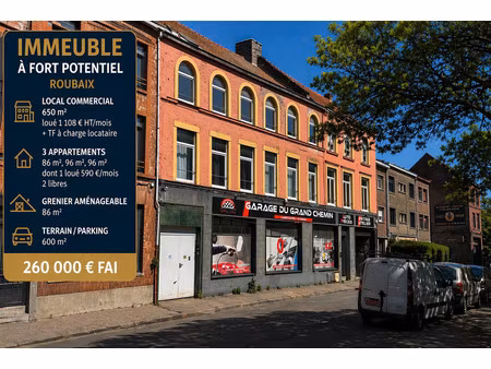 en vente immeuble de rapport 278 m² – 260 000 € |roubaix