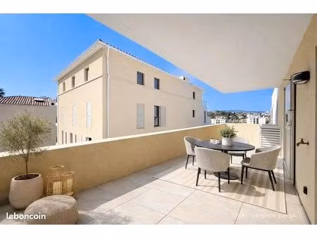 t3 neuf 62 m² + terrasse sud 13 m² — meublé ou résidence de services — cannes grand jas