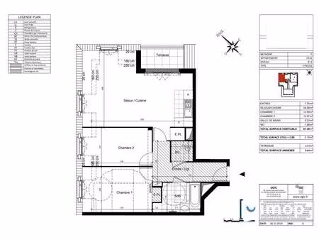 lumineux 3 pièces de 69 m² au calme avec balcon et parking