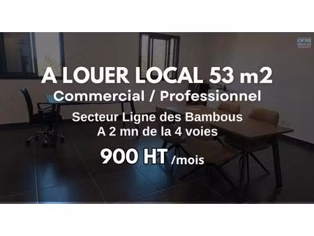 a louer local commercial / professionnel de 53m2 | secteur ligne des bambous saint-pierre 