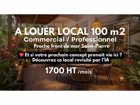 a louer local commercial / professionnel de 100m2 avec terrasse proche front de mer saint-
