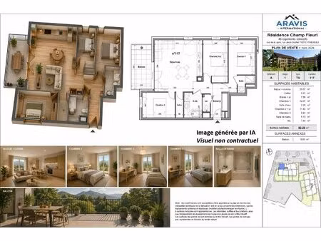 appartement t4 avec balcon et garage