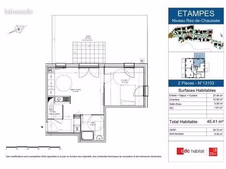 appartement 2 pièces 46 m²