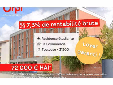 appartement toulouse m² t-1 à vendre  72 000 €