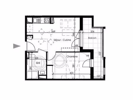 appartement t2 avec parking et balcon au pontet