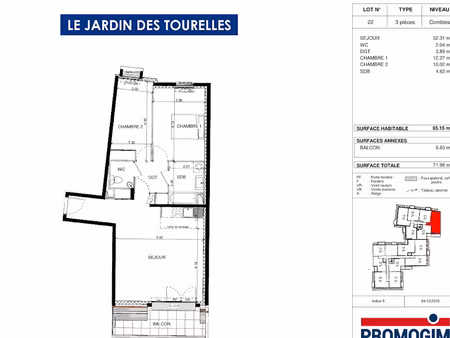 location appartement 3 pièces 65.15 m² à vaujours (93410)  1 289 €