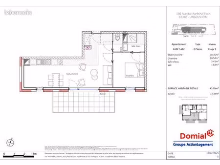 appartement 45 m² lingolsheim