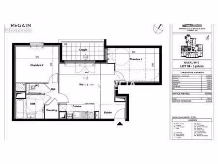appartement 3 pièces 57.55m² à louer 1275 - clamart 92140