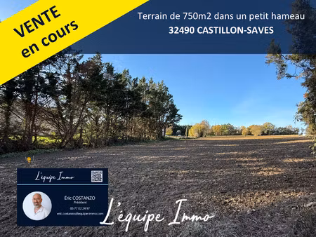 terrain de 750m2 avec viabilisation en bordure
