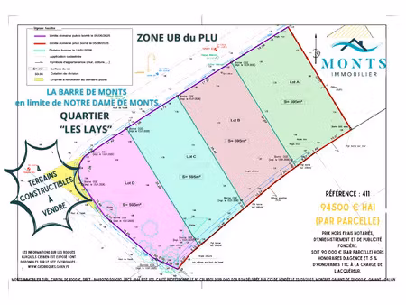 4 terrains à vendre ! 'quartier 'les lays'