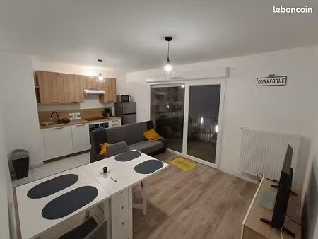 location appartement meublé 47 m² 2 pièces + parking dunkerque centre