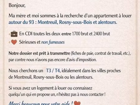 recherche urgente appartement